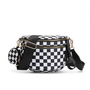 Sac banane à carreaux tendance pour femme, pochette de ceinture de voyage, sac à bandoulière pour la course et le shopping - Product Image 1