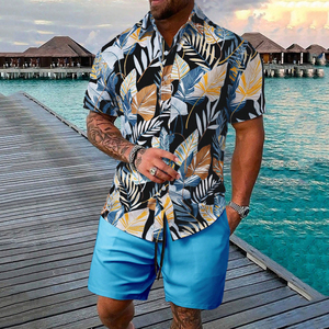 Conjunto <span class=keywords><strong>de</strong></span> dos piezas <span class=keywords><strong>de</strong></span> tendencia hawaiana personalizable, camisa holgada <span class=keywords><strong>de</strong></span> manga corta y pantalones cortos para <span class=keywords><strong>parejas</strong></span> <span class=keywords><strong>de</strong></span> playa, aspecto informal <span class=keywords><strong>de</strong></span> verano - Product Image 4