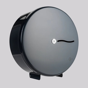 Distributeur de rouleaux de papier Jumbo Support mural en métal gris graphite pour toilettes commerciales Système de verrouillage à clé durable - Product Image 3