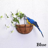 Figurine d'oiseau de jardin créative en plumes, faite à la main, simulation de perroquet, 25/35 cm, ornement décoratif miniature pour jardin