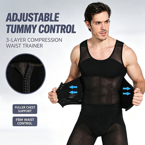 Débardeur Amincissant <span class=keywords><strong>Homme</strong></span> Haute Élasticité, Gaine Amincissante Invisible avec Fermeture à Boucle Réglable, Top Sculptant la Taille pour <span class=keywords><strong>Homme</strong></span> - Product Image 4