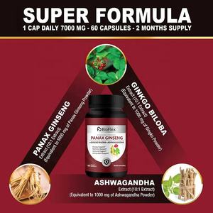 Supplément de soins de santé pour adultes de marque privée d'approvisionnement d'usine 7500Mg Ginkgo Biloba Panax Ashwagandha extrait de racine Ginseng immunitaire - Product Image 3