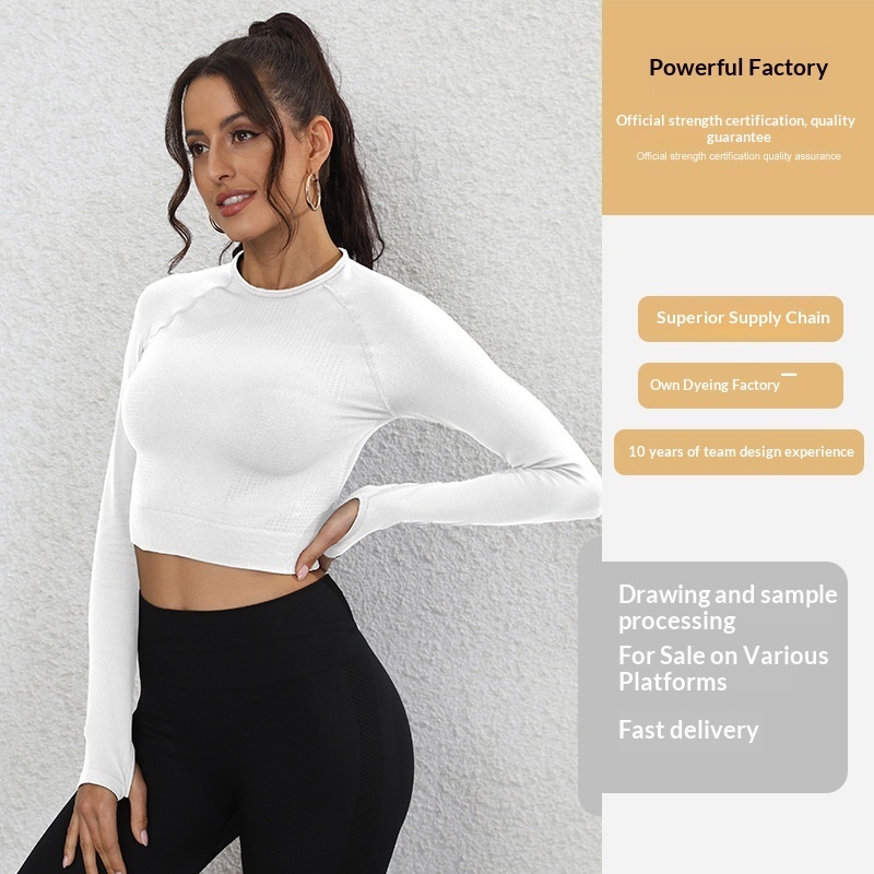 Women's Yoga Long-sleeved Tight Crew Neck Breathable Lightweight Quick-drying Sports T-shirt