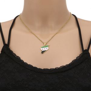Hot Selling Metal Necklace Syria <b>Map</b> Flag Pendant Creative Jewelry Men and Women Metal Necklace Pendant Customize - Product Image 4