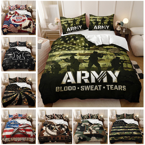 Parure de lit en microfibre imprimée numériquement en 3D, motif <span class=keywords><strong>camouflage</strong></span> de l'armée américaine, drapeau américain, housse de couette pour chambre à coucher masculine - Product Image 2