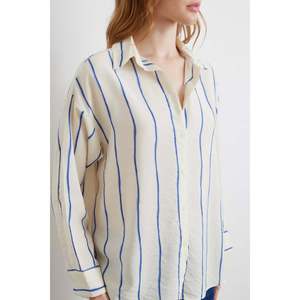 Camisa Modal a Rayas Saks para Mujer, Blusa Casual de Popelina con Botones, para Uso Diario - Product Image 2