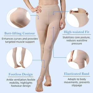 Collants <span class=keywords><strong>de</strong></span> compression tricotés pour femmes 20-30 mmHg à soutien gradué, bas <span class=keywords><strong>de</strong></span> contention taille haute pour le soulagement des varices et la circulation sanguine - Product Image 4