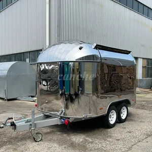 Chariot de restauration BBQ en acier inoxydable personnalisé, chariot à tacos de 3 m, camion de restauration rapide, camion de restauration mobile commercial en plein air - Product Image 3
