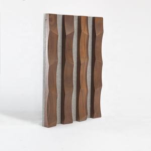 MUMUデザインゴールドカラーウェーブグレインプランク、無垢材MDFクラディングパネル、オフィス溝付きウッドスラットウォールボード - Product Image 4