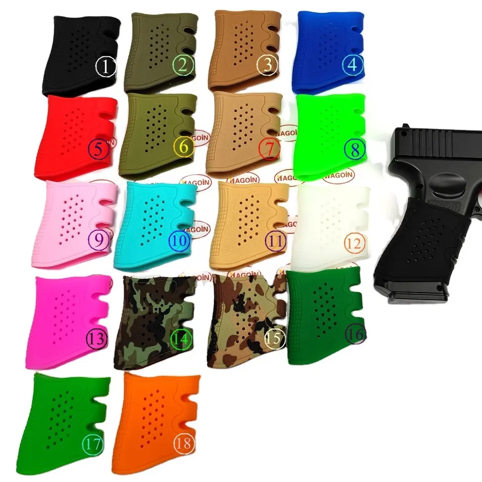 Coldre de silicone para pistola glock, 18 cores, estoque, glock 17, 19, 20, 21, 22, 23, 25, 31, 32, 34, 35, 37, 38, 41, ak, m4, luva de borracha, lavável