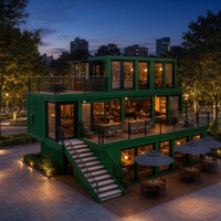 Restaurant modulaire en conteneurs sur mesure à 3 étages, bâtiment commercial, porte pliante en verre, conception OEM
