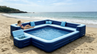 Structure gonflable commerciale en PVC avec piscine, installation facile, 4x4m, taille personnalisée pour location professionnelle