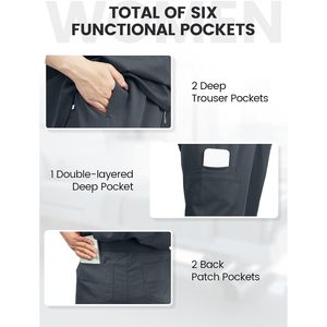 Pantalones Médicos FOXA para Mujer, Estilo Jogger, 6 Bolsillos, Cintura Media con Cordón, Uniformes de Hospital - Product Image 3