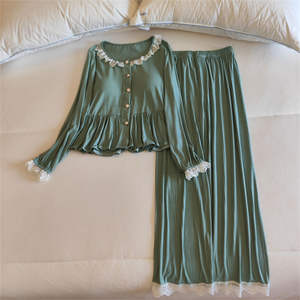 <span class=keywords><strong>Pigiama</strong></span> donna pantaloni lunghi manica lunga due set di lusso primavera e autunno con petto pad puro vento abbigliamento domestico - Product Image 4