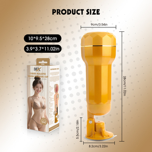 ถ้วยช่วยสำเร็จความใคร่ชาย CHISA <span class=keywords><strong>Carina</strong></span> ขนาด 28 ซม. สีทอง ทำจากวัสดุ ABS และ TPE รูปทรงช่องคลอดเสมือนจริง พร้อมปลอกสัมผัสที่มีลวดลาย  ฐานดูดสุญญากาศแข็งแรง ของเล่นผู้ใหญ่สำหรับผู้ชาย - Product Image 2