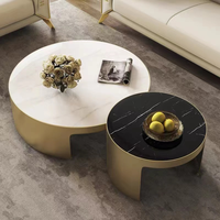 Tables basses de luxe au design nordique, ensemble de tables de salon modernes, plateau en marbre, table centrale et table d'appoint pour hôtel et usage domestique
