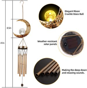 Oniya <strong>Large</strong> Retro Copper Wind Bells with Crackle Glass <strong>Ball</strong>, Soft Deep Tone, <strong>Solar</strong> Wind Chimes for Patio <strong>Garden</strong> Decor - Product Image 6