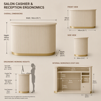 Comptoir de réception élégant et minimaliste en relief pour salon de beauté, spa, clinique, boutique de luxe, mobilier de magasin