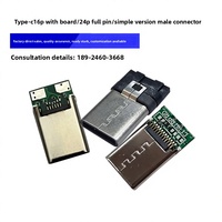 Conector de Cable de Datos Tipo-C Macho de 16P/24P con Carga desde la Placa, Diseño Simple, Material de Cobre y LCP