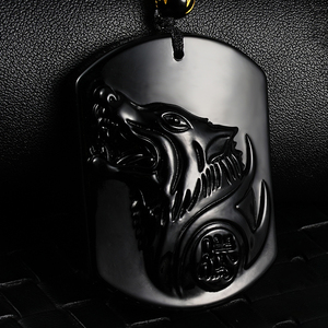 Obsidian-colgante de tótem de lobo para hombre y mujer, colgante de jade seguro, colgante con personalidad - Product Image 5