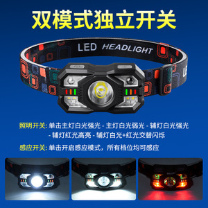 Linterna Frontal Recargable Multifuncional con Luz Roja LED, para Camping, Pesca, con Haz Potente y Batería de Larga Duración - Product Image 5
