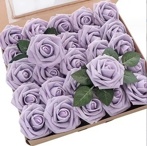 25 cái/bộ Hot Bán 8Cm Bọt Nhân Tạo Hoa Pe Rose Flower Hoa Hồng Với Lá Cho Đám Cưới Trang Trí Rose Flower Head - Product Image 4