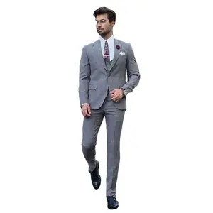 Новый элегантный мужской костюм, 2024 облегающий классический костюм с лацканами, комплект из 3 предметов, жилет и брюки, костюм мужской одежды