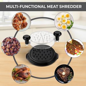 Outil de déchiquetage de viande de poulet en forme de bol rond avec base antidérapante et couvercle transparent - Product Image 4