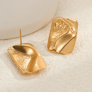 Boucles d'oreilles en acier inoxydable plaqué or 18 carats carré en métal à la mode - Product Image 5