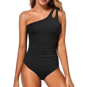 Maillot de bain une pièce personnalisé pour femme, transparent <span class=keywords><strong>noir</strong></span> uni, pour la plage et les vacances, avec patchwork et décolleté plongeant à la taille - Product Image 2