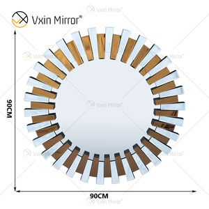 Specchio <span class=keywords><strong>da</strong></span> Parete Moderno di Lusso in Argento, Design 3D Rotondo per Soggiorno e <span class=keywords><strong>Camera</strong></span> <span class=keywords><strong>da</strong></span> <span class=keywords><strong>Letto</strong></span>, Grande Specchio Artistico <span class=keywords><strong>da</strong></span> Parete - Product Image 6