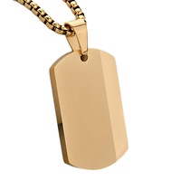Collier pendentif pour homme tendance en acier inoxydable plaqué or 18 carats, chaîne maille gourmette style militaire pour occasions festives