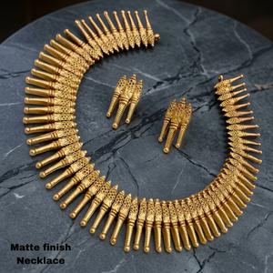 South Indian Traditional Matte Finish Gold Plated Mullamottu / Jasmine Bud Necklace <b>Set</b> with Matching Stud Earrings for Women - Product Image 2