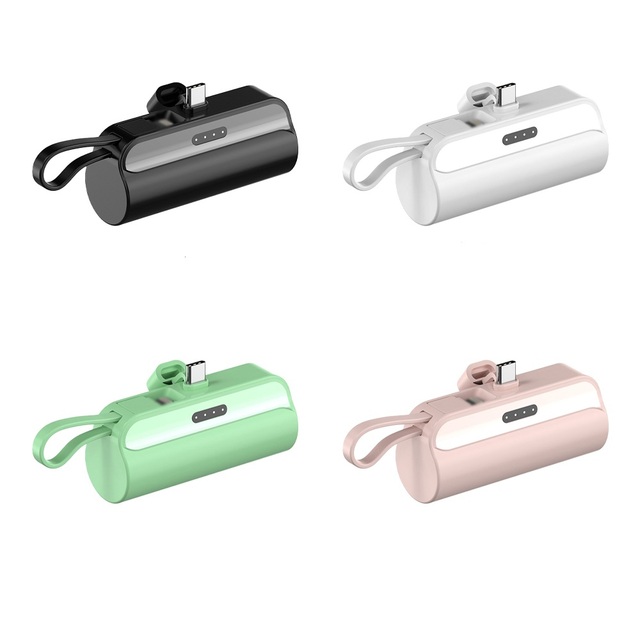 Custom Tail Plug Phone Backup Battery for Mobile Phone Mini Power Bank 5000mAh Built Cable and Stand for Iphone Samsung Google