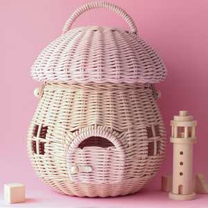 Greencraft High Quality Handicraft Rattan Mushroom Woven Storage <b>Baskets</b> Natural Color From Vietnam <b>Gift</b> <b>Basket</b> - Product Image 1