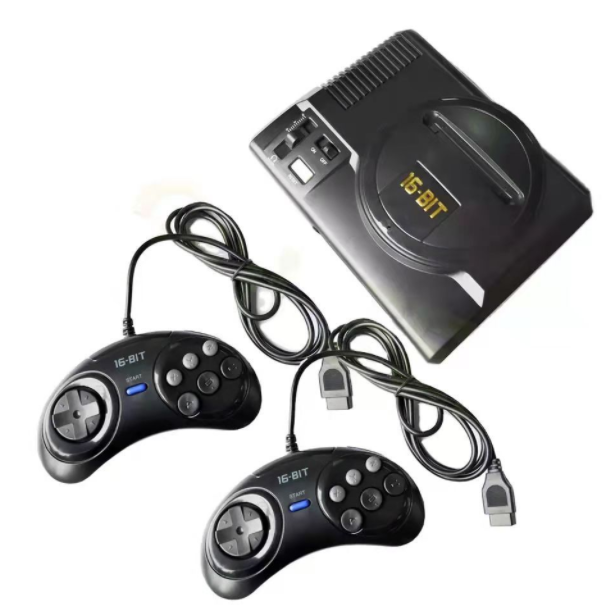 MD Console 208 Games 16-bit Retro Home TV Console with Dual Wired Controllers Built-in EU/US Plug Types
