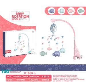 Mobile per Culla con Elefante e Leone Marino, con Musica MIDI, Campanello per Neonati, Sonaglio Appeso, Giocattolo Sensoriale Morbido - Product Image 1