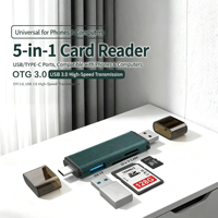 USB 3.0 Type-C Multi-functional Card Reader 5-in-1 SD/TF Camera Memory Card OTG Converter Reader