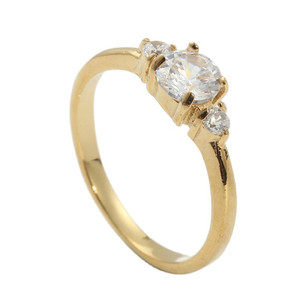 European American Style Titanium Steel White Gemstone <b>Ring</b> Silver Gold Women's Engagement <b>Ring</b> 24087 - Product Image 5