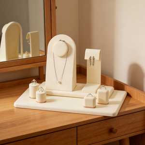 Wholesale White/Customized PU Leather Luxury OEM Customized Jewellery Cabinet Display Necklace <b>Earring</b> Bracelet - Product Image 2