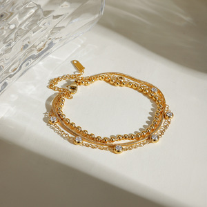 Pulsera de Piedras Naturales Multicapa de Oro de 18K, Estilo Europeo Americano, Personalidad, Temperamento, Moderna y Versátil, para Mujer - Product Image 5