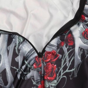 Traje <span class=keywords><strong>de</strong></span> Halloween <span class=keywords><strong>para</strong></span> <span class=keywords><strong>Mujer</strong></span>, Diseño <span class=keywords><strong>de</strong></span> Calavera con Rosas Fantasmales, Mono Ajustado Elástico, Ropa <span class=keywords><strong>de</strong></span> Terror <span class=keywords><strong>para</strong></span> Pascua, Fabricación OEM/ODM - Product Image 4