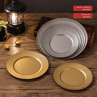 Assiette en acier inoxydable épaissie de style japonais rétro, finition vieillie, écologique, durable, pour steak, dessert, dîner, hôtels