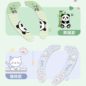Funda para asiento de inodoro de tela no tejida, impermeable, lavable, con asa, para todas las estaciones, diseño de panda y gato - Product Image 1