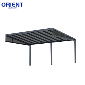 Abri de terrasse avec <span class=keywords><strong>toit</strong></span> en verre 4 m x 3 m, structure d'ombrage extérieure en aluminium à lames orientables, pergola de jardin - Product Image 6