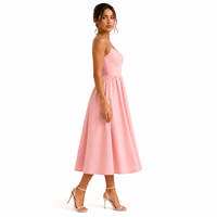 Robe longue élégante et décontractée en lin rose de luxe pour femme, sans manches, collection automne 2026
