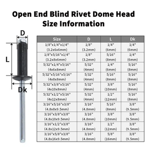 Fabricant de rivets aveugles DIN7337 Rivets aveugles pop en aluminium à tête plate de type ouvert - Product Image 2