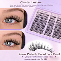 Kit de cils en grappe DIY avec logo personnalisé, 12 rangées, volume léger hybride 3D-5D, en soie synthétique faite à la main, doux, recourbe-cils et pince à épiler
