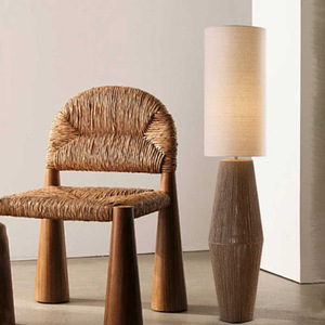 Lampadaire en tissu tressé avec éclairage LED chaud, contrôle par interrupteur, couleur changeante - Product Image 1