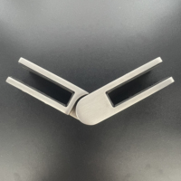 Pince de fixation en acier inoxydable finition satinée réglable pour cloisons en verre sans cadre